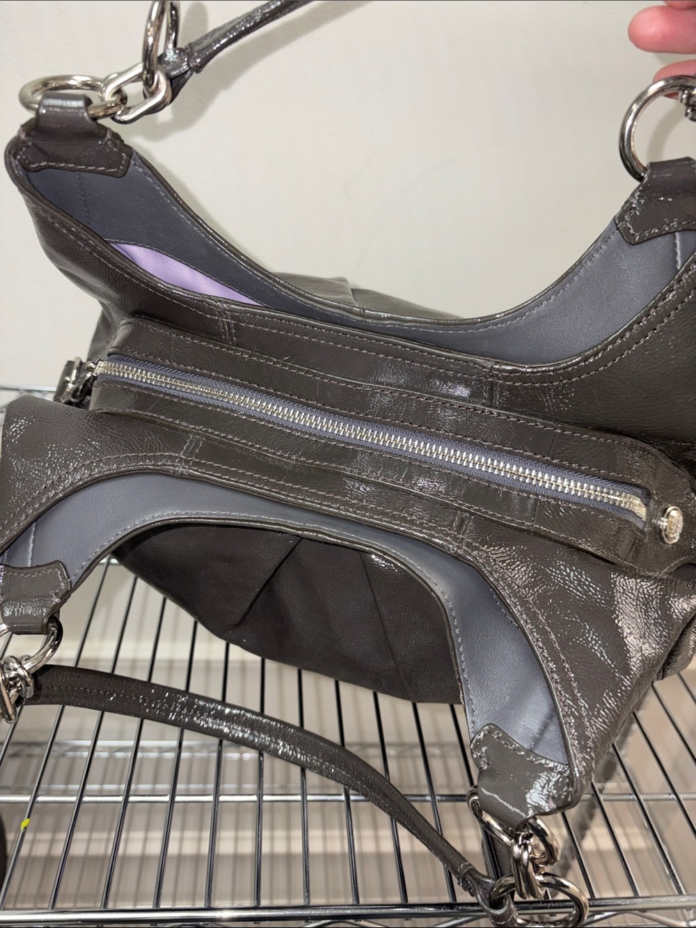 COACH MAGGIE IN GRAPHITE GRAY PATENT LEATHER  #15734 - Picture 4 of 11